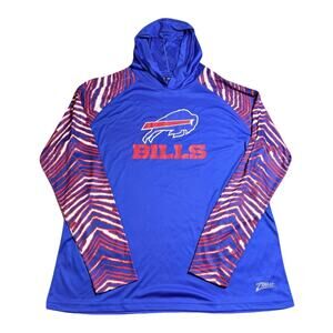 Buffalo Bills NFL Zubaz Lightweight Hoodie Shirt Mens XXL Blue Zebra Print EUC